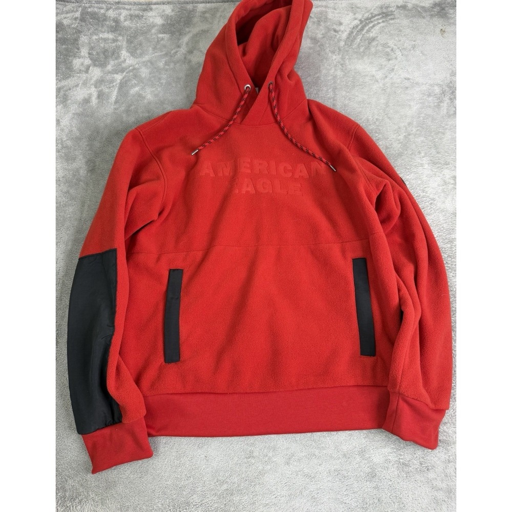 American Eagle Rag Fleece Hoodie Men's Size Medium Red NWT - Picture 1 of 9